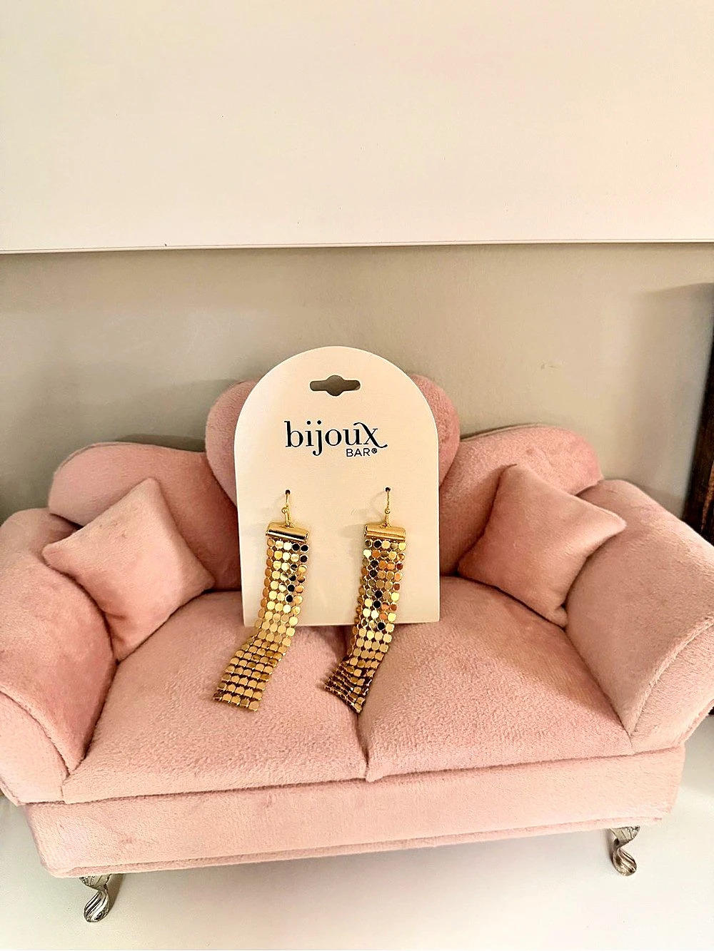 bijoux BAR Gold-Tone Long Mesh Drop Earrings NWT
